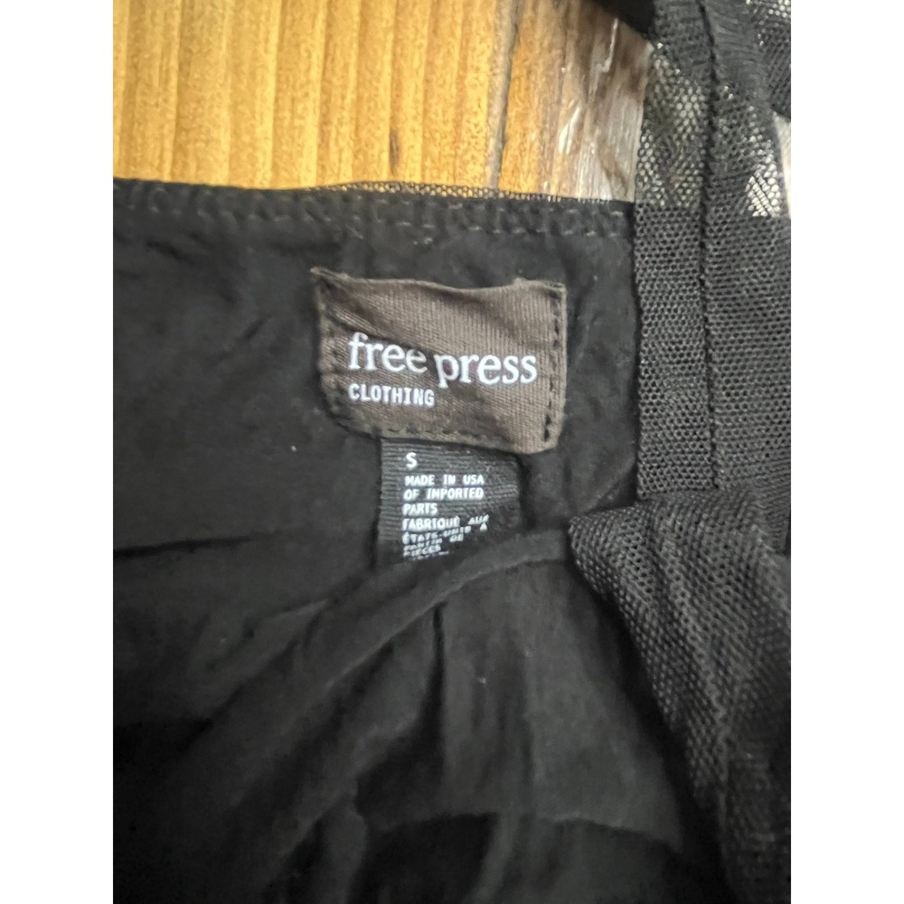 Free Press Black Sheer Mesh Maxi Dress Ruffle Hem Sleeveless Square Neck Small - Picture 5 of 7